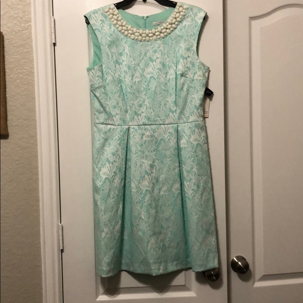 Mint floral print dress
